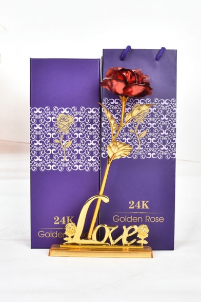 Valentines Day Birthday Gift Foil Artificial Rose Best Gift with Box