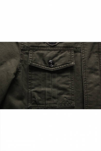 Fashionable High Neck Concealed Zip Closure Flap Pockets Long Sleeves Men's Workwear Jacket