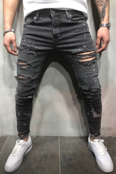 ripped dark grey jeans