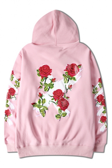 Cotton Long Sleeve Floral Printed Unisex Oversize Leisure Hoodie