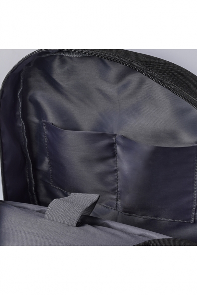 Fancy Black Portrait Print Chain Design Zipped Backpack Bag