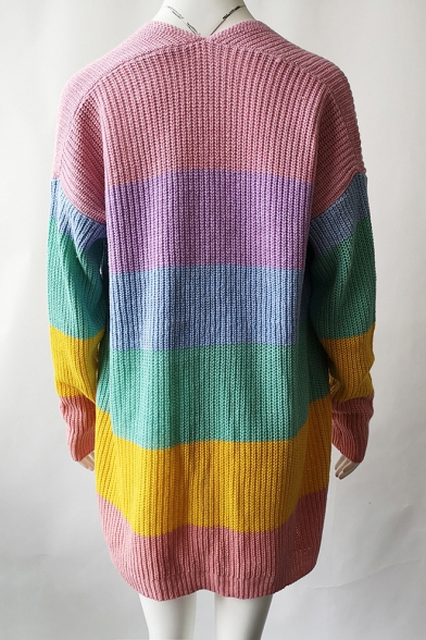 rainbow color block cardigan