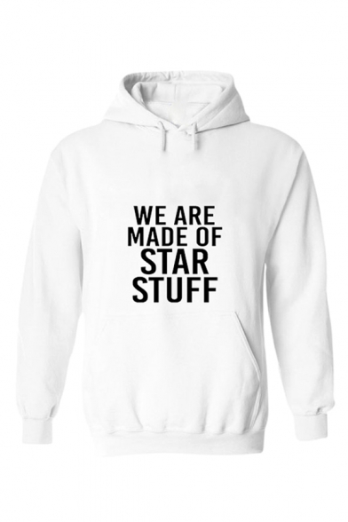 Letter WE ARE MADE OF STAR STUFF Pattern Long Sleeve Casual Loose Hoodie