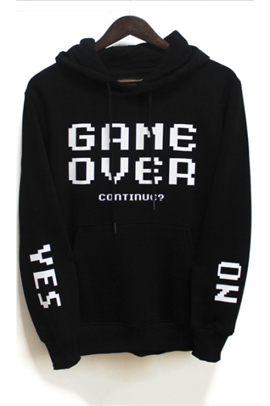 Street Style Long Sleeve Letter GAME OVER Printed Unisex Hoodie