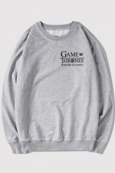 Stylish Letter GAME OF THRONES Printed Long Sleeve Round Neck Leisure Sweatshirt