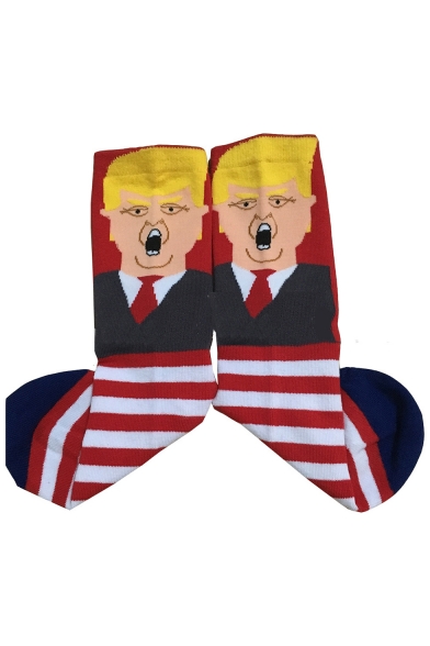 Winter's Fashion Striped Printed Knit Socks Three-Piece