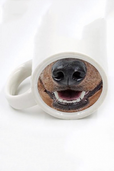 Dog Nose Pattern Letter Printed Creative Ceramic White Mug 8.5*12.5CM