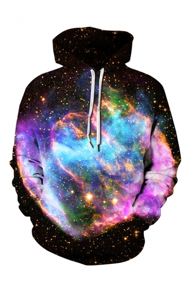 New Arrival Trendy 3D Space Fire Pattern Unisex Loose Casual Pink Hoodie