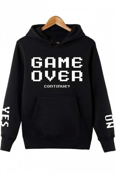 Street Style Long Sleeve Letter GAME OVER Printed Unisex Hoodie