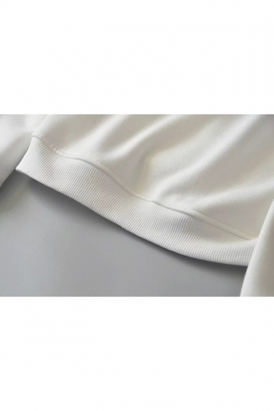 Trendy White Striped Print Long Sleeve Casual Zip Up Hoodie