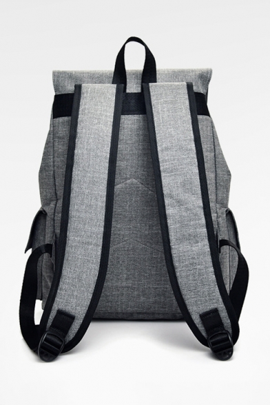 Fashion USB Charge Plain Drawstring Fastening Backpack School Bag