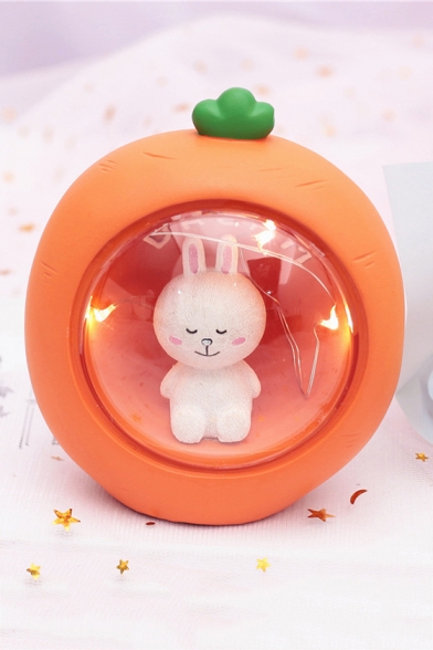 Funny Cute Gift Cartoon Rabbit Embellished Carrot Shaped Night Lamp with Gift Bag