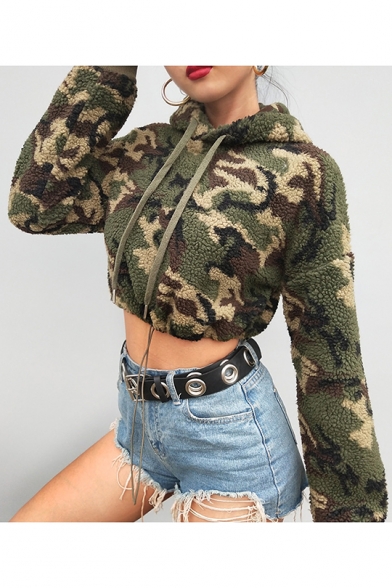 crop top camo hoodie