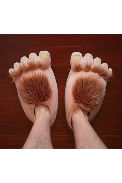 Antique Hobbit Big Feet Deign Brown Slippers