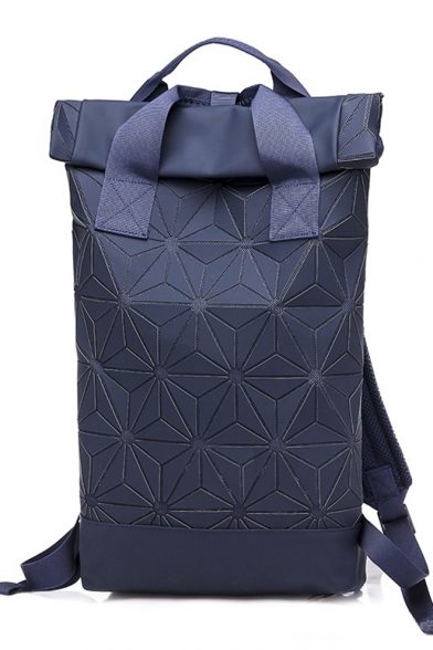 Leisure Double Buttons Diamond Geometric Pattern Backpack Schoolbag of Large Capacity