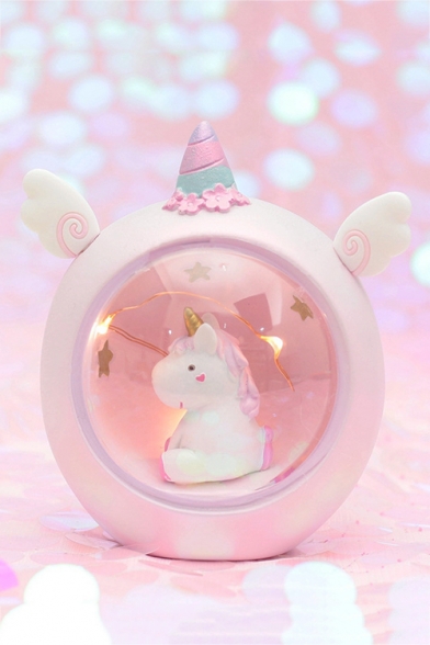 Cute Cartoon Unicorn Embellished Bedside Night Lamp for Gift