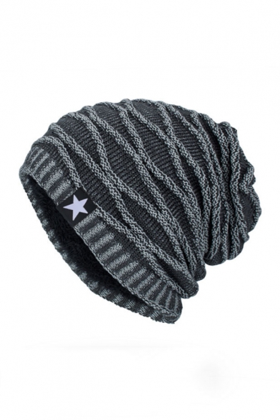 New Arrival Star Patched Cable-Knit Beanie for Men