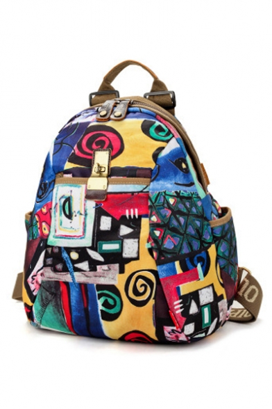 New Fashion Floral Painting Pattern Classic Oxford Cloth Backpack for Students
