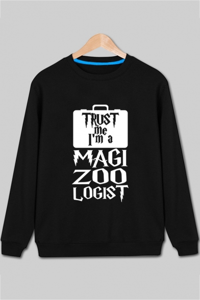 Autumn's Long Sleeve Crewneck Letter MAGIC ZOO LOGIST Printed Casual Sweatshirt