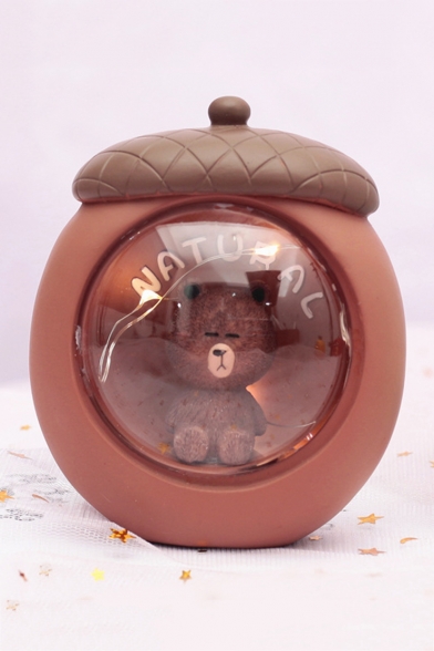 Lovely Cartoon Bear Shaped Brown Night Lamp with Gift Bag