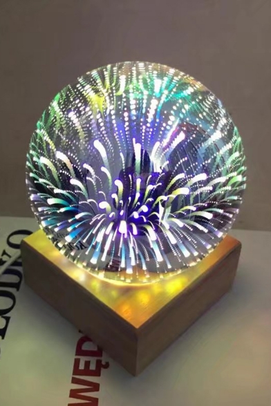 USB Charging 3D Fireworks Glass Dome Night Lamp