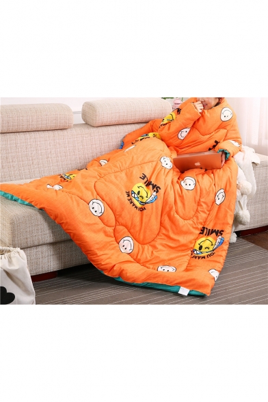 Winter's Warm Smile Face Lazy Quilt with Sleeves Home Office Sofa Blanket 150*200CM