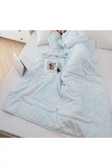 Plush Sky Blue Sofa Family Office Blanket Wearable Sleeves Quilt 1.5*2.0M