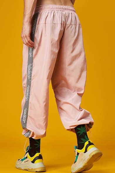 Stylish Drawstring Waist Adjustable Cuff Colorblock Reflective Loose Pants
