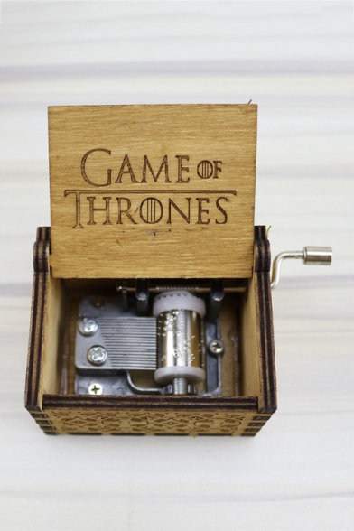 Unique Gift Yellow Hand Cranked Letter GAME OF THRONES Carved Wooden Music Box