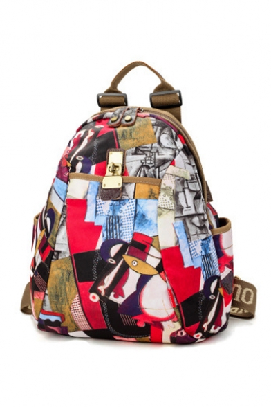 New Fashion Floral Painting Pattern Classic Oxford Cloth Backpack for Students