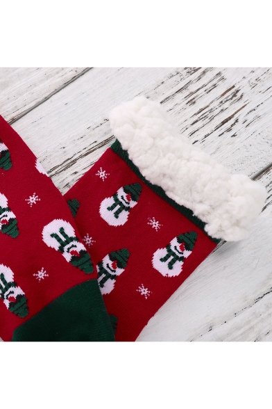 Trendy Christmas Deer Santa Claus Pattern Shearling Trimmed Knitted Socks