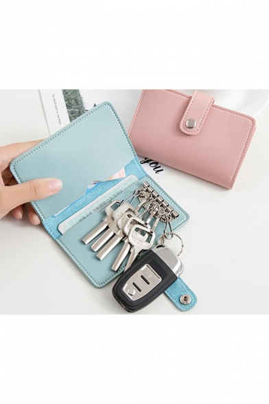 Unique Plain Unisex Cute Mini Buckle Card & Key Holder
