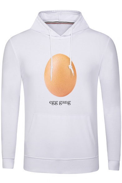 #Egggang Egg Gang World Record Egg Men's Long Sleeve Fitted White Hoodie