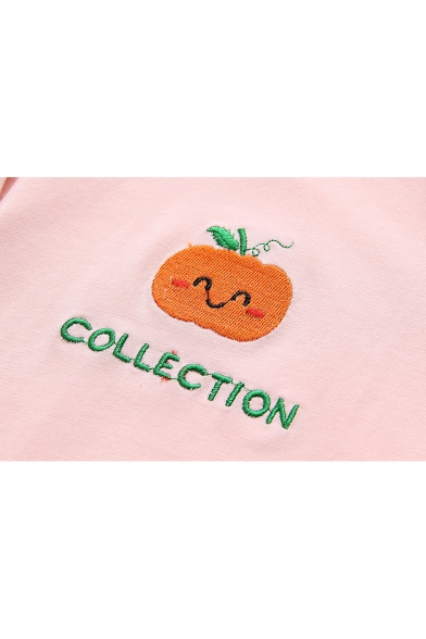 Cute Cartoon Letter COLLECTION Embroidered Short Sleeve Lapel Collar Cotton Polo Shirt
