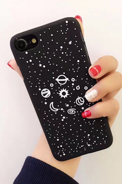 Basic Simple Black Earth Galaxy Printed Unisex Mobile Phone Case for iPhone