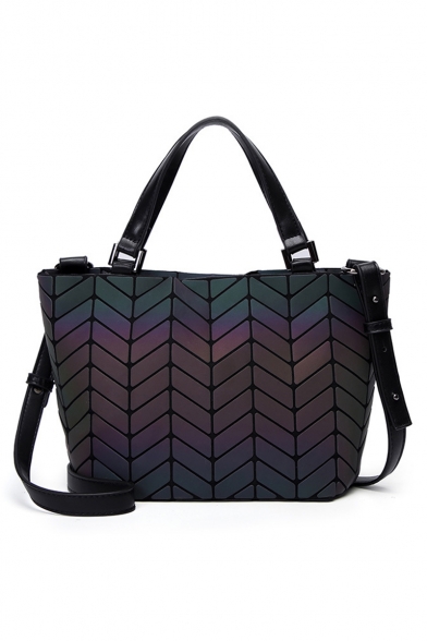 Leaf Stripes Geometric Convertible Buckle Bag Detachable Shoulder Strap Tote Bag Shoulder Bag