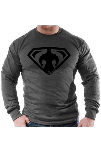 New Stylish Cool Superman Logo Printed Men's Long Sleeve Running Cotton ...