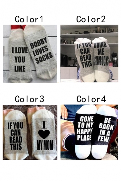 Calf High Letter Pattern Colorblock Unisex Cotton Socks