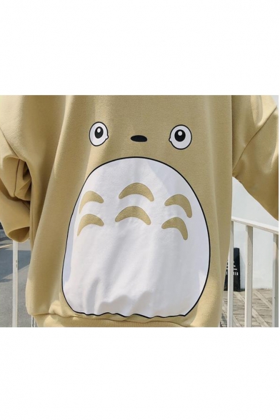 Lovely Cartoon Totoro Printed Long Sleeve Loose Fit Relaxed Hoodie for Couple