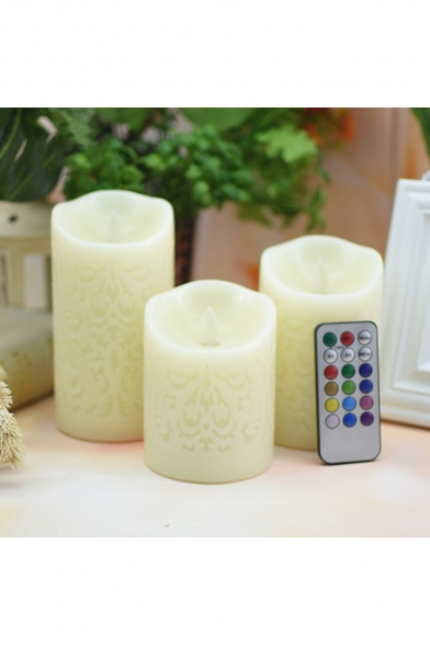 New Fashion Romantic Three-Piece LED Remote Control Candle Gift 8*10cm