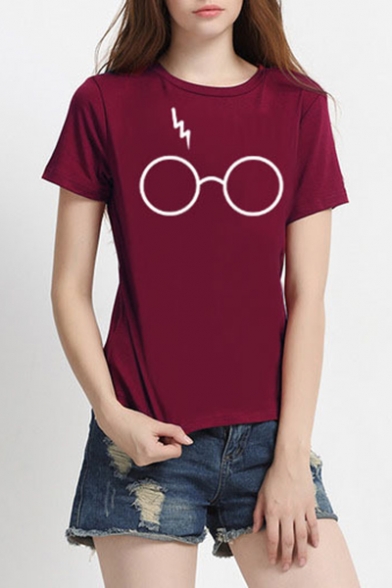 Popular Harry Potter Eyeglasses Printed Short Sleeve Casual T-Shirt