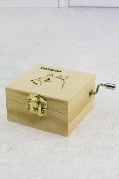 Stylish Unique Random Lovely Cartoon Totoro Printed Wooden Music Box for Birthday Gift