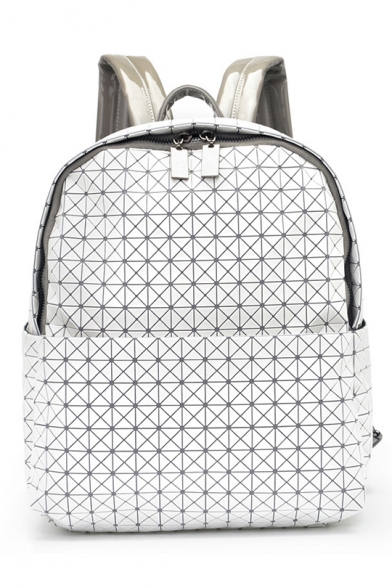 Women's Trendy Fashion Laser Geometric Foldable PU Backpack 25*13*34cm