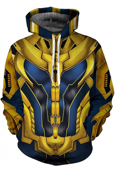 Awesome 3D Print Long Sleeve Casual Loose Yellow Cosplay Hoodie with Pocket