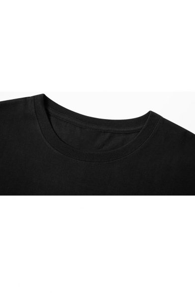Cool Beanie Boy Figure Printed Men's Crewneck Oversized Black Cotton T-Shirt