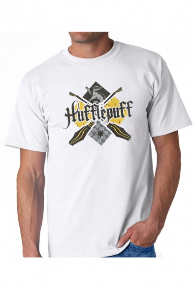 Hot Popular Harry Potter University Badge Print Basic Short Sleeve White T-Shirt