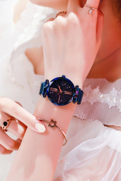 Tik Tok Fashion Galaxy Printed Adjustable Strap Magnetic Watch
