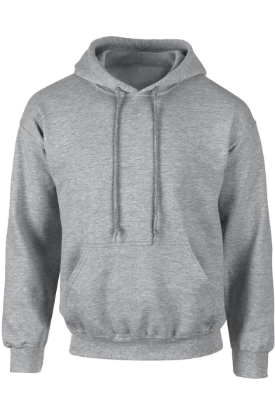 Men's Basic Solid Long Sleeve Winter's Warm Thick Box Hoodie with Kangaroo Pocket