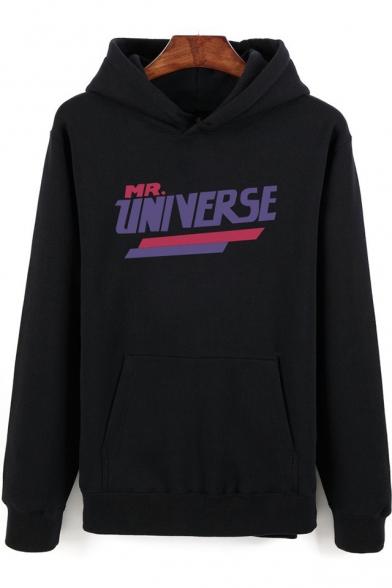Popular Letter MR UNIVERSE Graphic Printed Long Sleeve Warm Thick Pullover Hoodie for Men