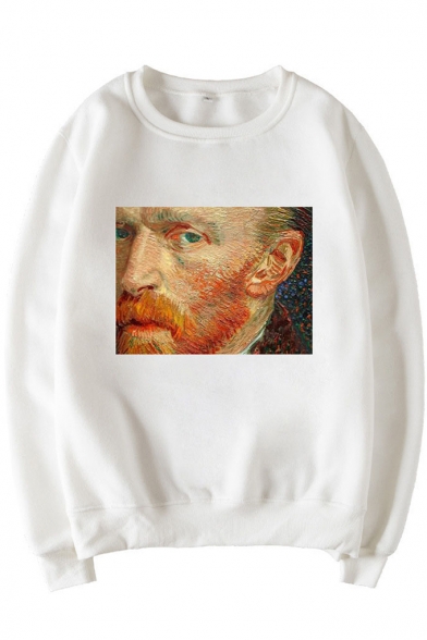 Van Gogh Famouse Oil Painting Print Crewneck Long Sleeve Fitted Pullover Sweatshirt